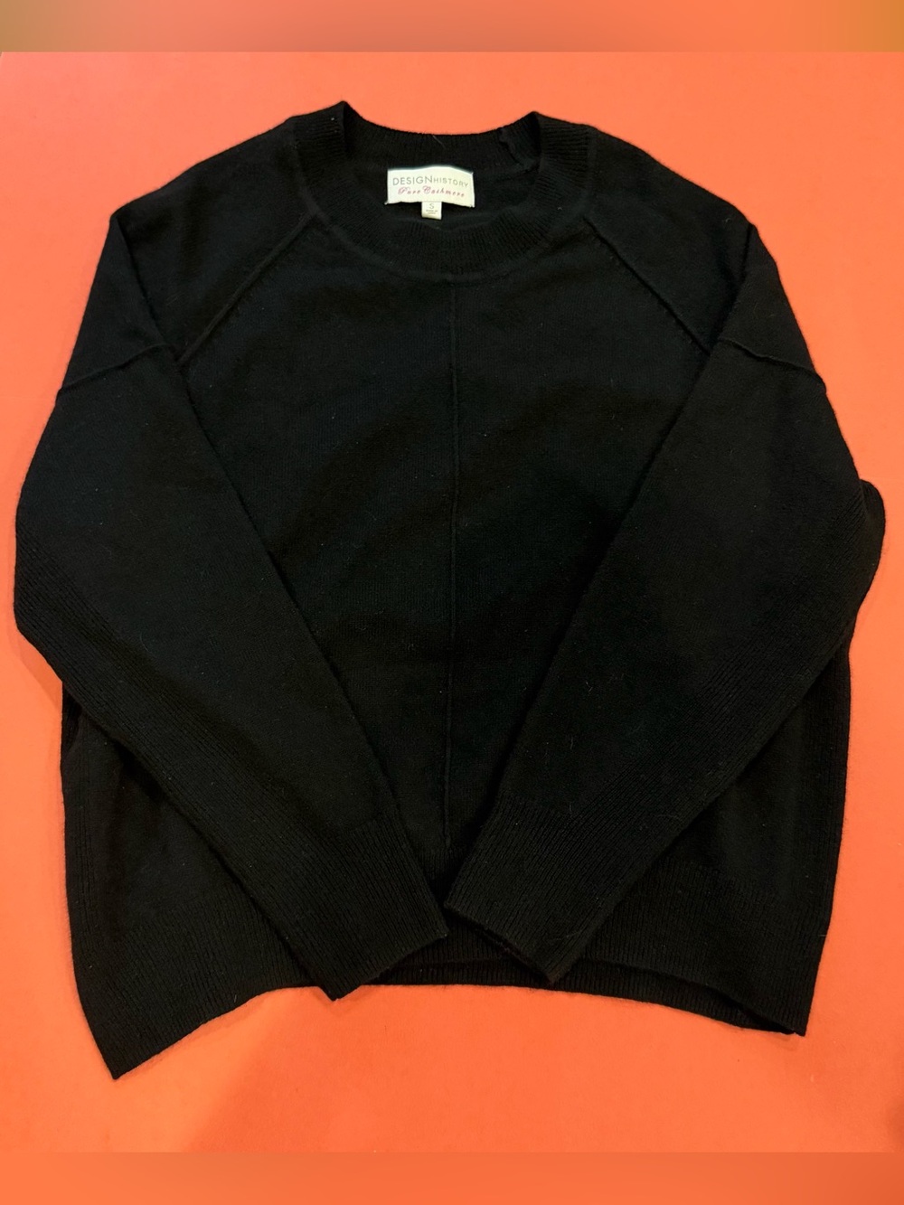 Design History Pure Cashmere Crew Neck Sweater Black Soft Women’s Size Small